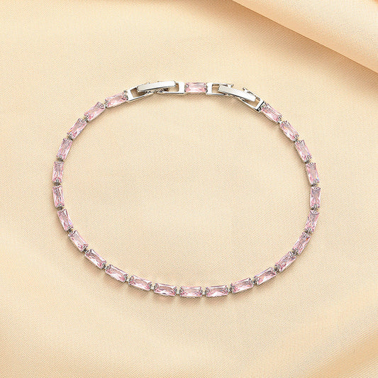 ZEVORA Pink Sapphire Prism Tennis Bracelet – White Gold