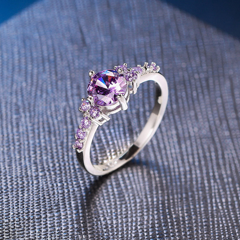 ZEVORA Celia Virelyn Ring – Handmade White Gold & Amethyst Jewelry