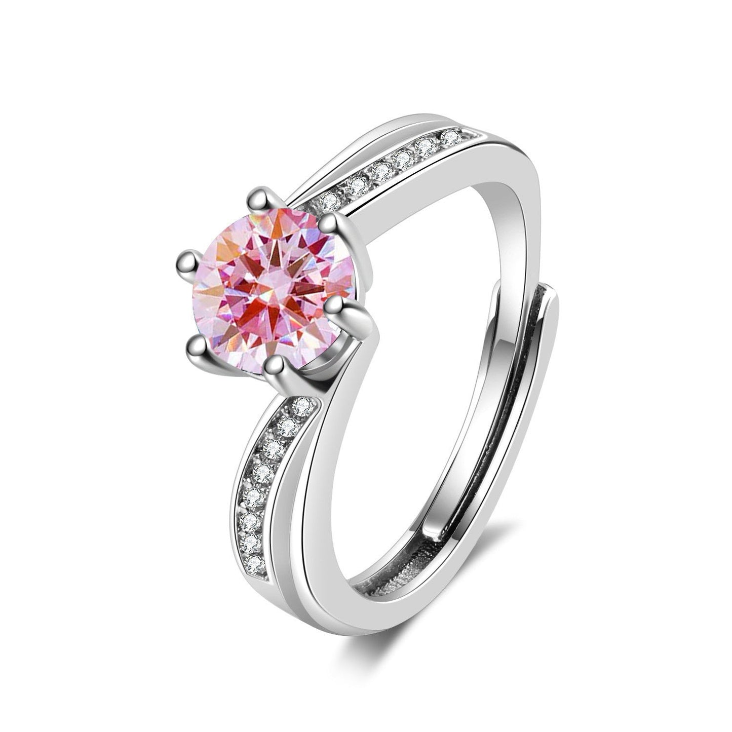 ZEVORA Moonlit Pink Contour Ring – Handmade White Gold & Pink Sapphire Jewelry