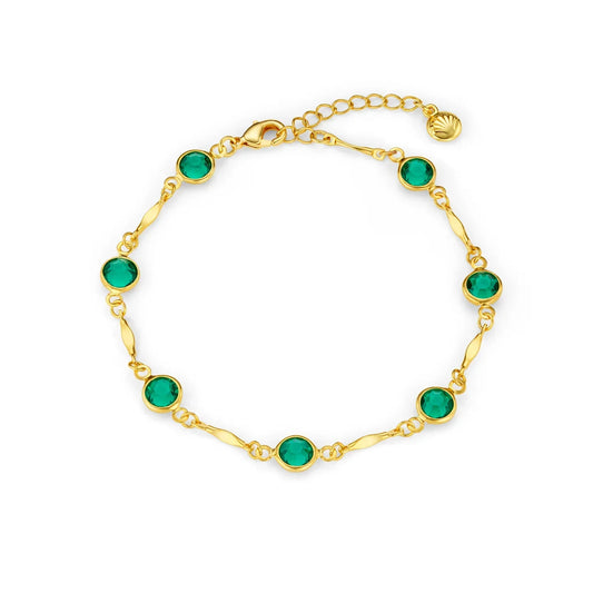 ZEVORA Emerald Link Chain Bracelet – Handmade Gold & Emerald Jewelry