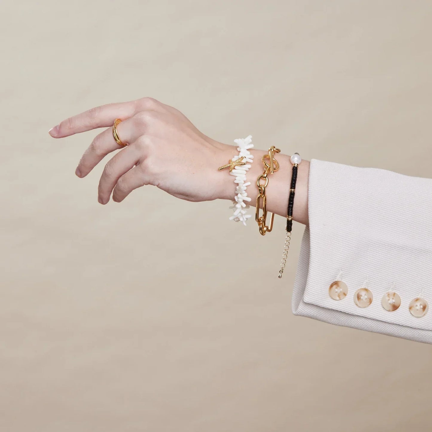 ZEVORA Link T-Bar Bracelet – Handmade White Gold Jewelry