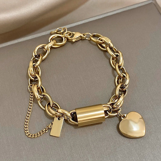 ZEVORA Heartened Chunky Bracelet – Handmade Gold Jewelry