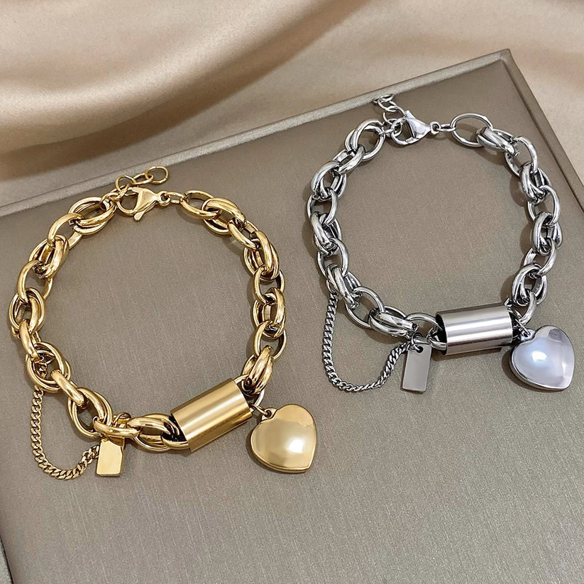 ZEVORA Heartened Chunky Bracelet – Handmade Gold Jewelry