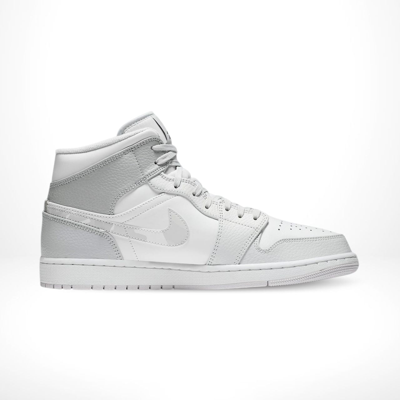 Air Jordan 1 Mid Swoosh Logo Grey Camo White