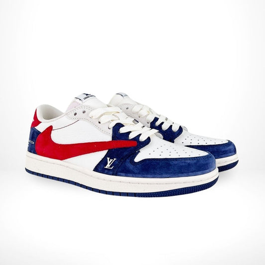 Air Jordan 1 Low x Travis Scott x Louis Vuitton White Red Blue Custom