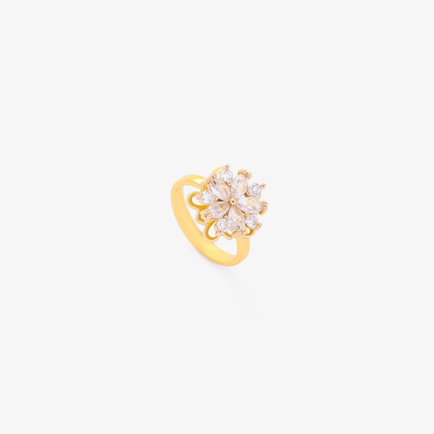 ZEVORA Flora Accent Spinning Ring – Handmade Gold Fidget Spinner Ring