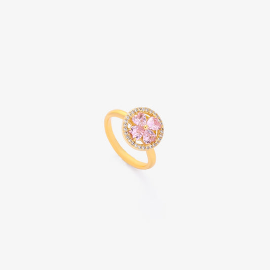 ZEVORA Pink Heart Bloom Spinning Ring – Handmade Gold & Pink Stone Fidget Spinner Ring