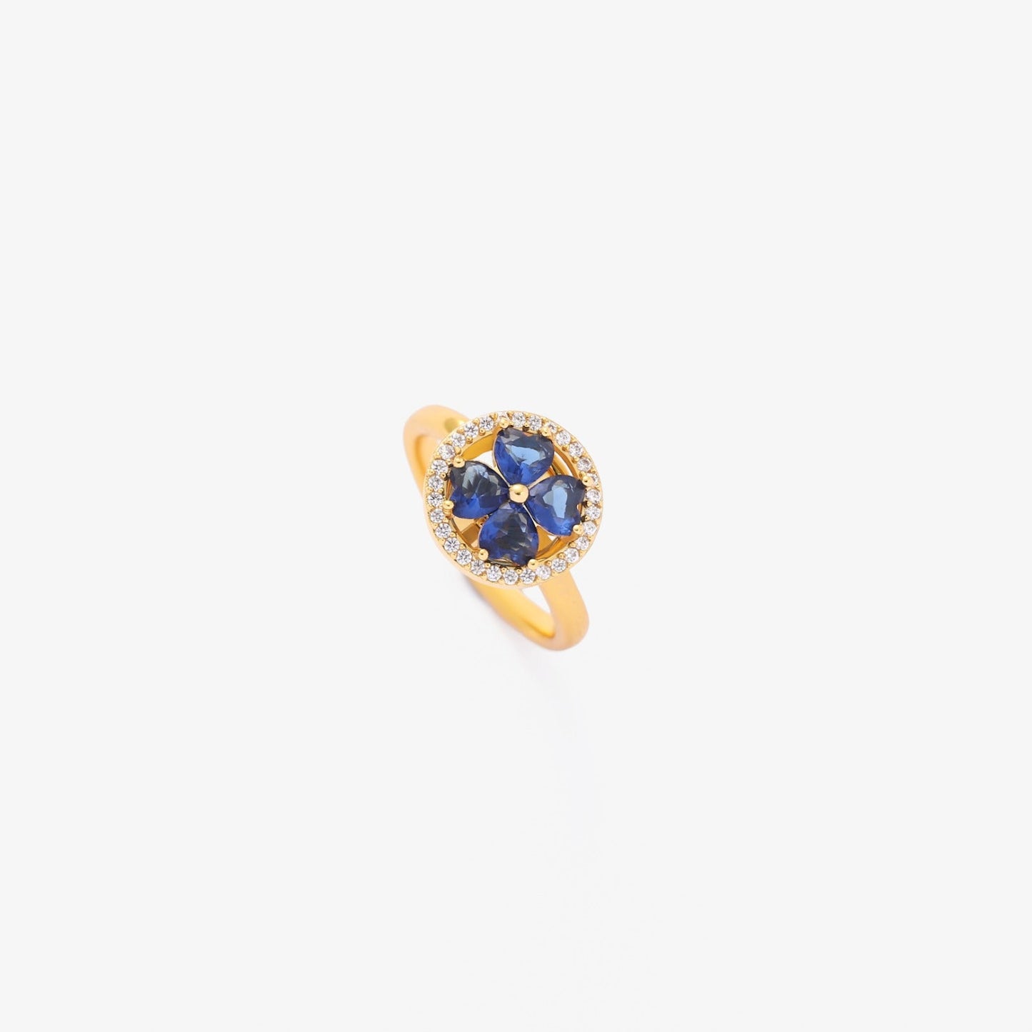 ZEVORA Sapphire Hearts Spinning Ring – Handmade Gold & Blue Sapphire Fidget Spinner Ring