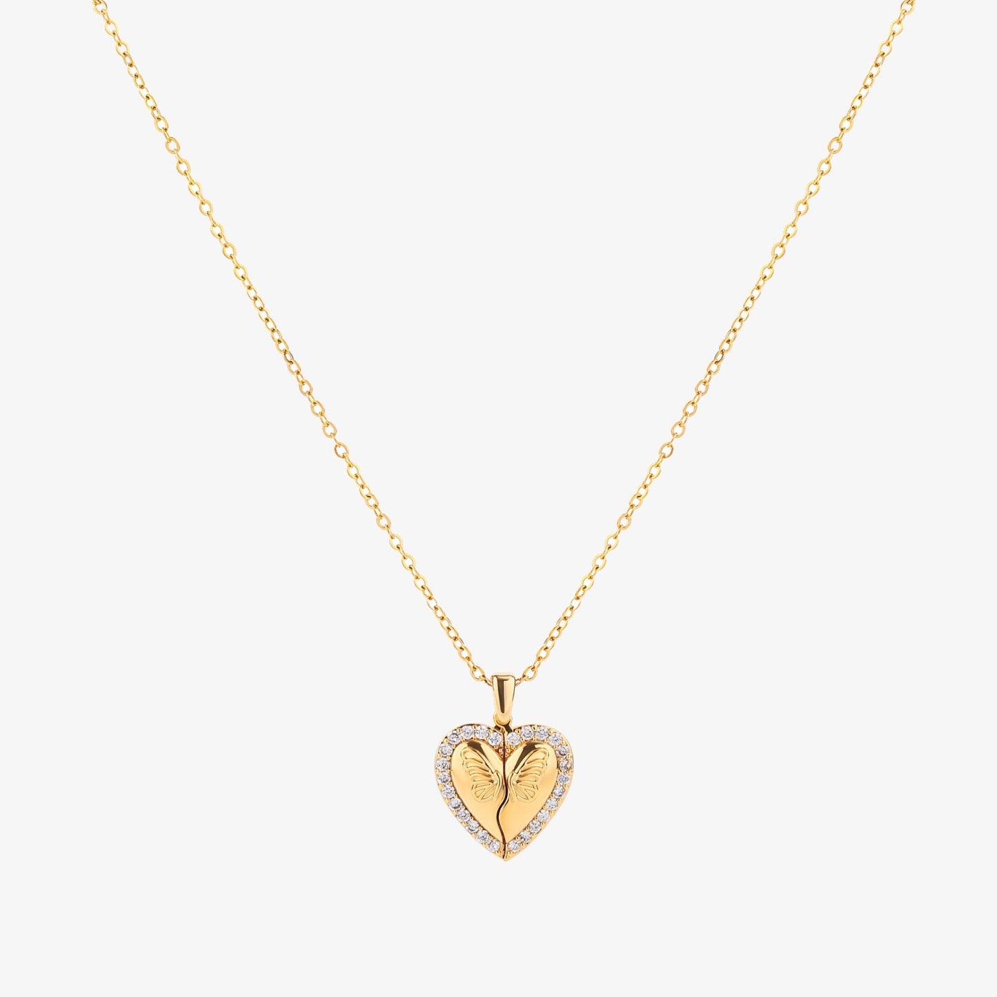 ZEVORA Butterfly Heart Necklace – Gold