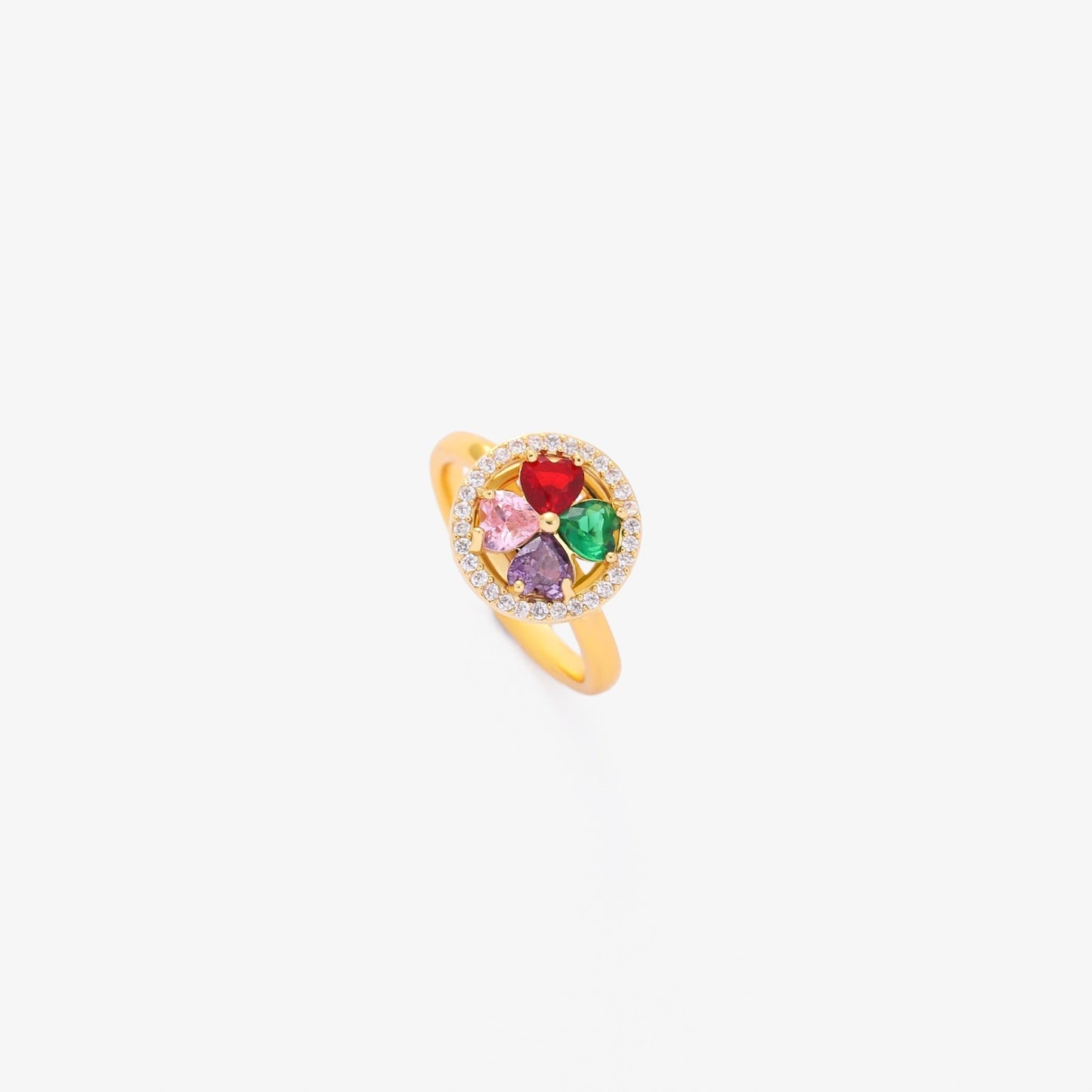 ZEVORA Colorwave Hearts Spinning Ring – Handmade Gold Multi-Stone Fidget Spinner Ring