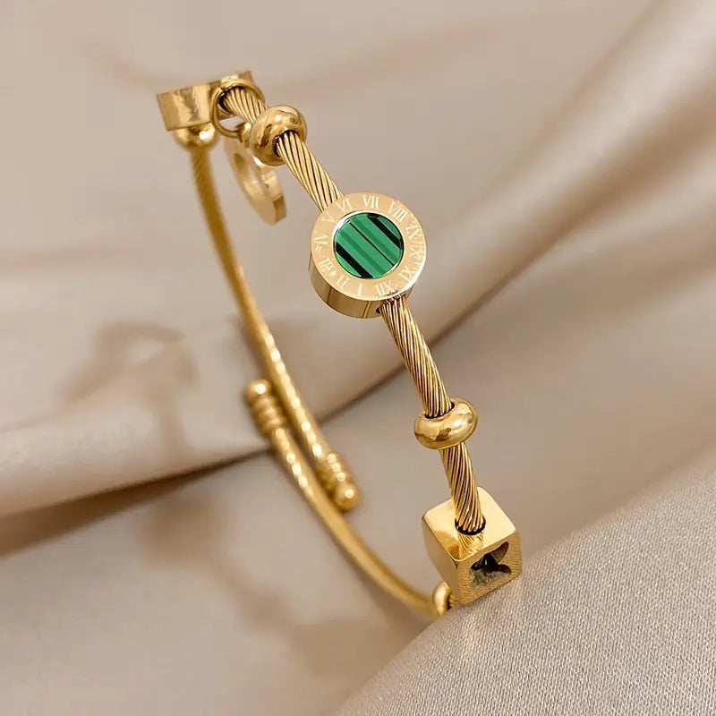 ZEVORA Emerence Rousseau Bracelet – Handmade Gold & Emerald Jewelry