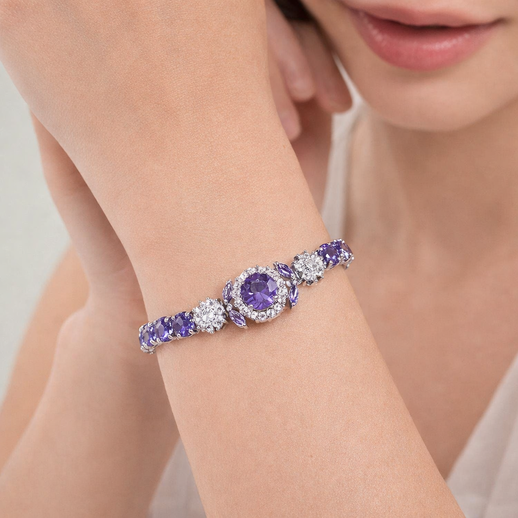 ZEVORA Velmira Crown Tennis Bracelet – White Gold
