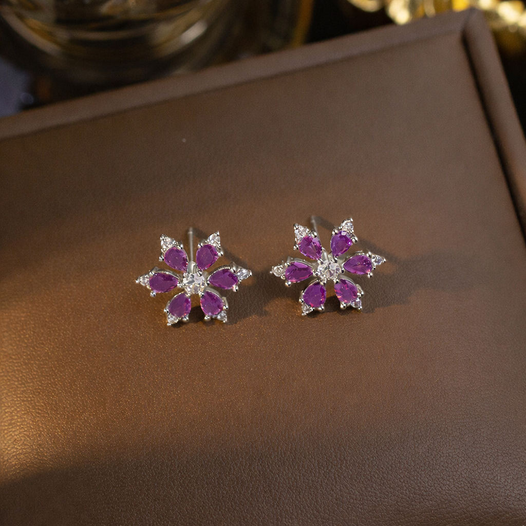 ZEVORA Amethyst Bloom Jewelry Set – White Gold