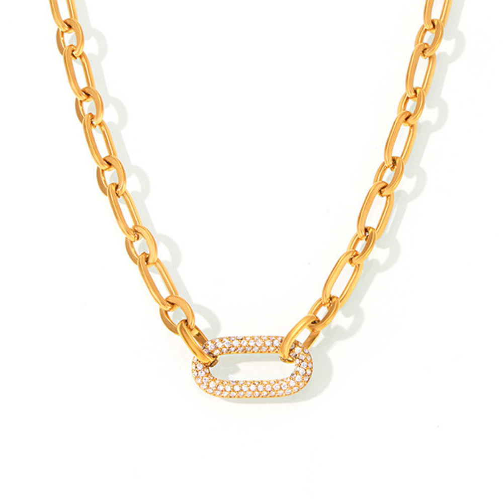 ZEVORA Paved Chunky Chain Link Gold Jewelry Set – Handmade & Hypoallergenic