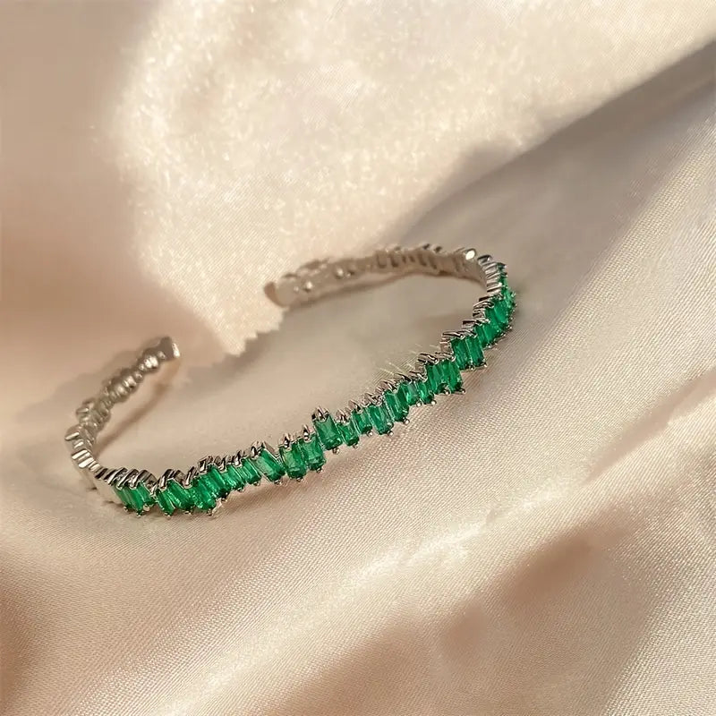 ZEVORA Milena Thalys Bracelet – Handmade White Gold & Emerald Jewelry