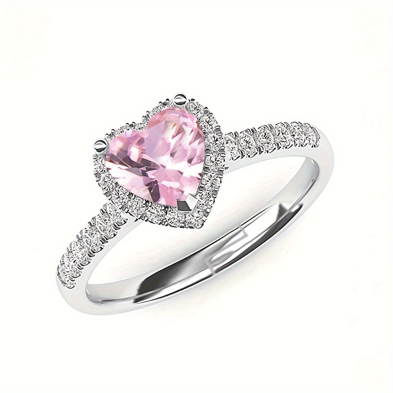 ZEVORA Rosekiss Heart Ring – Handmade White Gold & Pink Sapphire Jewelry