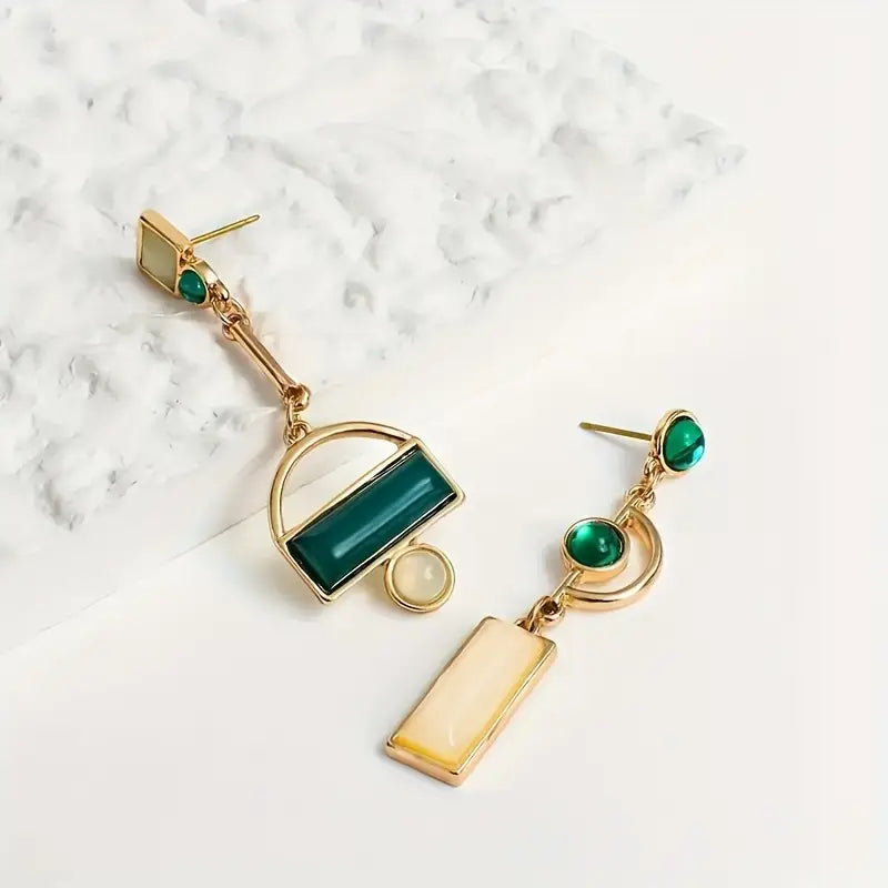 ZEVORA Selène Marquet Earrings – Gold Emerald Green Marquise Drop Earrings