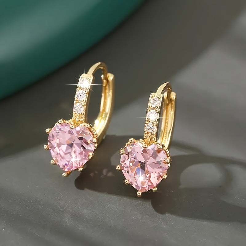 ZEVORA Cupid Glow Huggie Earrings – Gold Pink Sapphire Huggie Hoop Earrings
