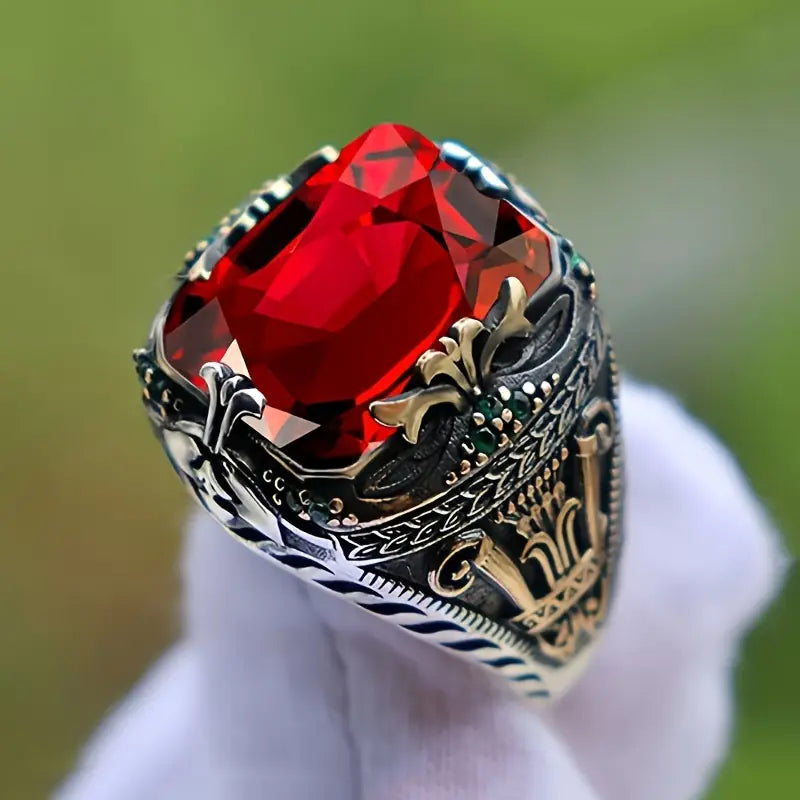 ZEVORA Klara Ruvienne Ring – Handmade Mixed Gold & Ruby Two-Tone Jewelry