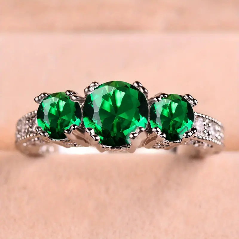 ZEVORA Serilda Wynloren Ring – Handmade White Gold & Emerald Jewelry