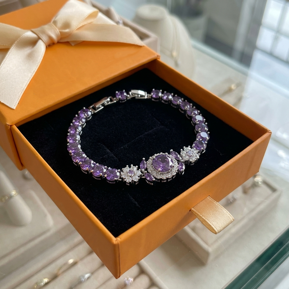 ZEVORA Velmira Crown Tennis Bracelet – White Gold