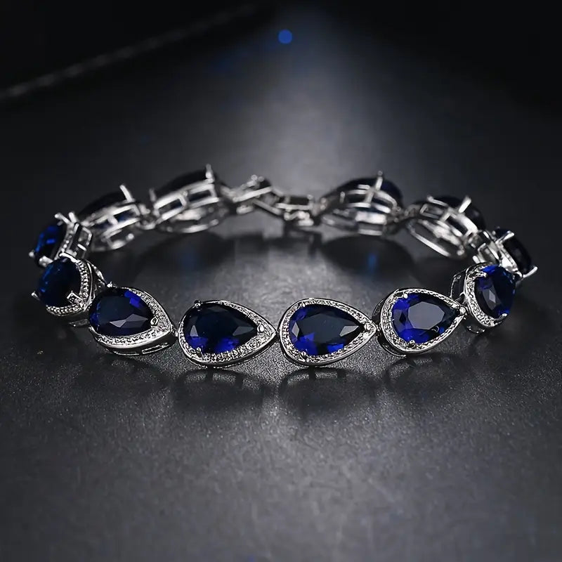 ZEVORA Seren Lysmera Bracelet – Handmade White Gold & Sapphire Jewelry