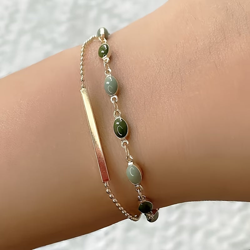 ZEVORA Olivia Moss Duo Bracelet – Gold
