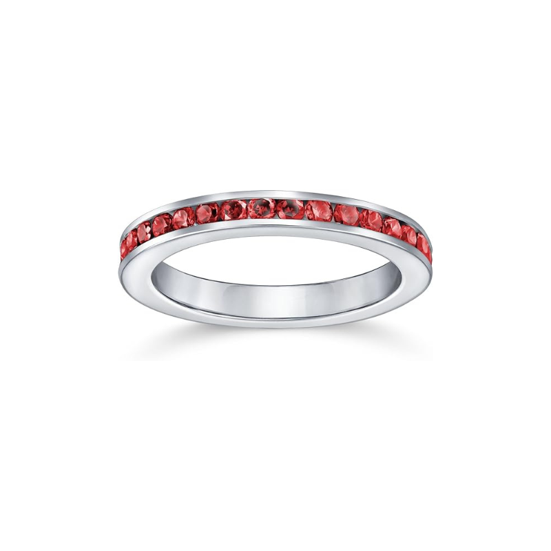ZEVORA Ruby Eternity Band Ring – Handmade White Gold & Ruby Jewelry
