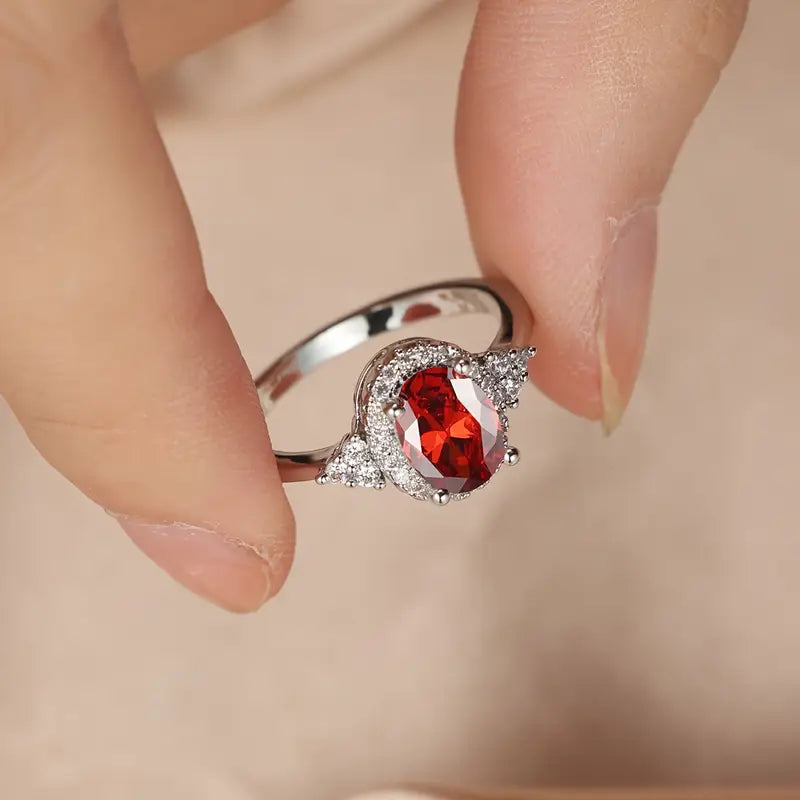 ZEVORA Kirelle Emberlain Ring – Handmade White Gold & Ruby Ember-Inspired Jewelry
