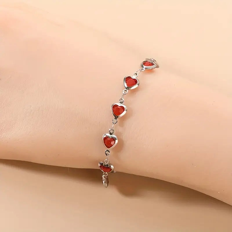 ZEVORA Ophelyra Garnetelle Bracelet – Handmade White Gold & Garnet Jewelry