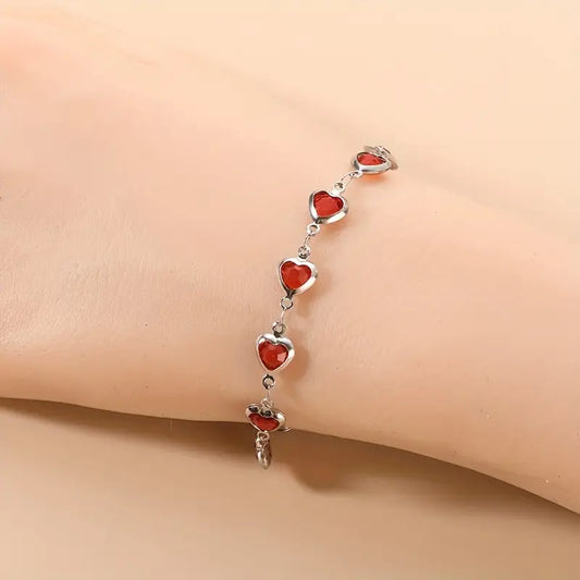 ZEVORA Ophelyra Garnetelle Bracelet – Handmade White Gold & Garnet Jewelry