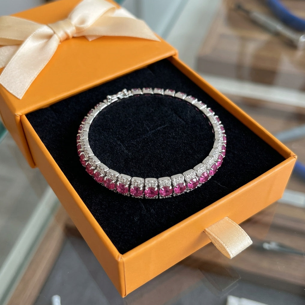 ZEVORA Roseglow Tennis Bracelet – White Gold
