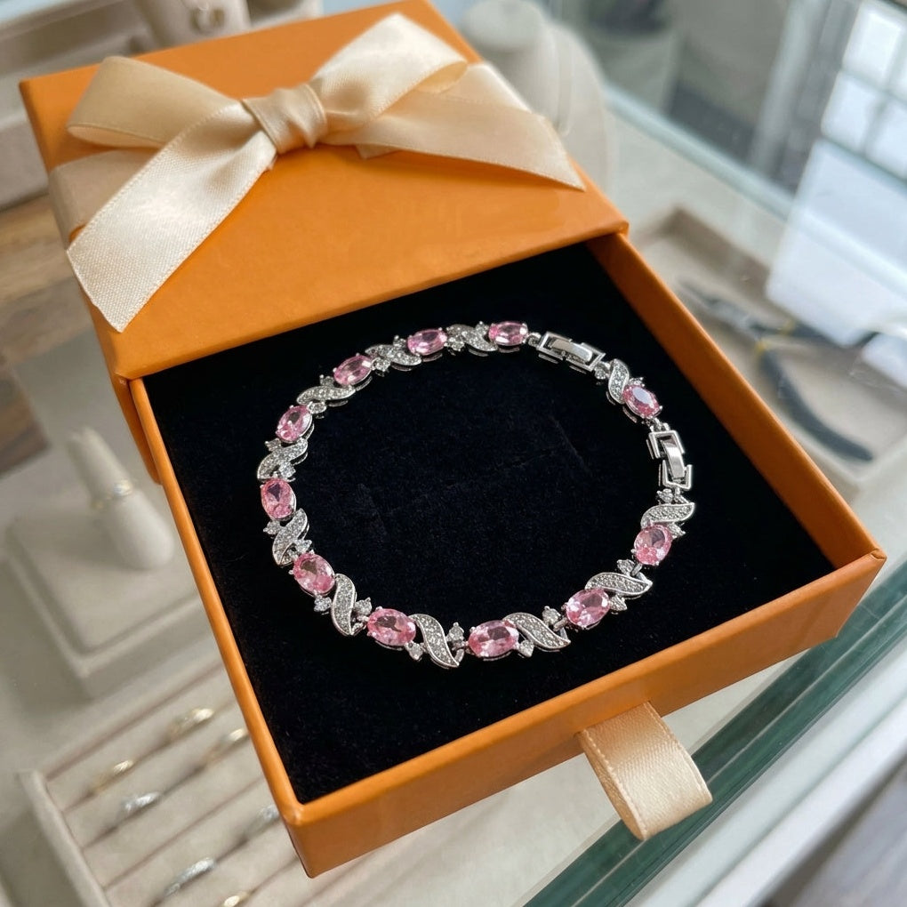 ZEVORA Giada Rosalyth Bracelet – Handmade White Gold Jewelry