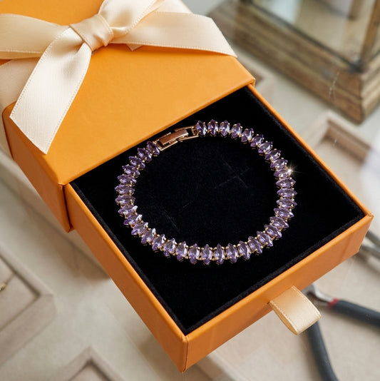ZEVORA Amethyst Marquise Tennis Bracelet – Handmade Gold & Amethyst Jewelry