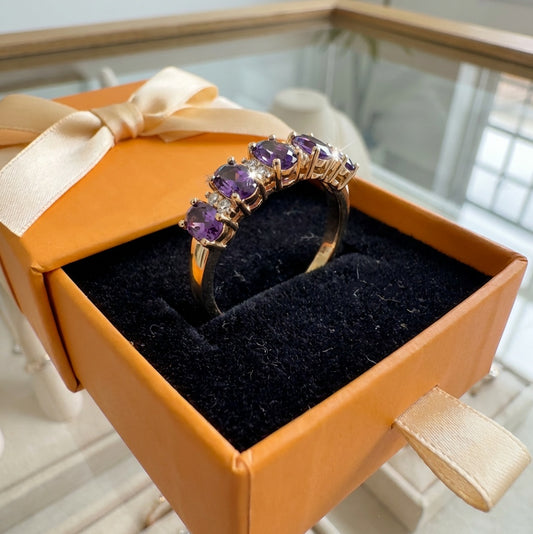ZEVORA Orlina Violet Crest Ring – Handmade Rose Gold & Amethyst Jewelry