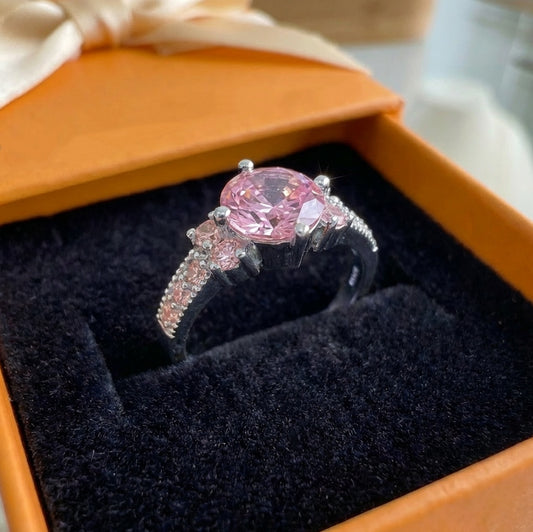 ZEVORA Celia Rosette Ring – Handmade White Gold & Pink Sapphire Jewelry