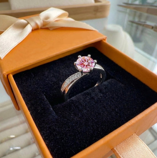 ZEVORA Moonlit Pink Contour Ring – Handmade White Gold & Pink Sapphire Jewelry
