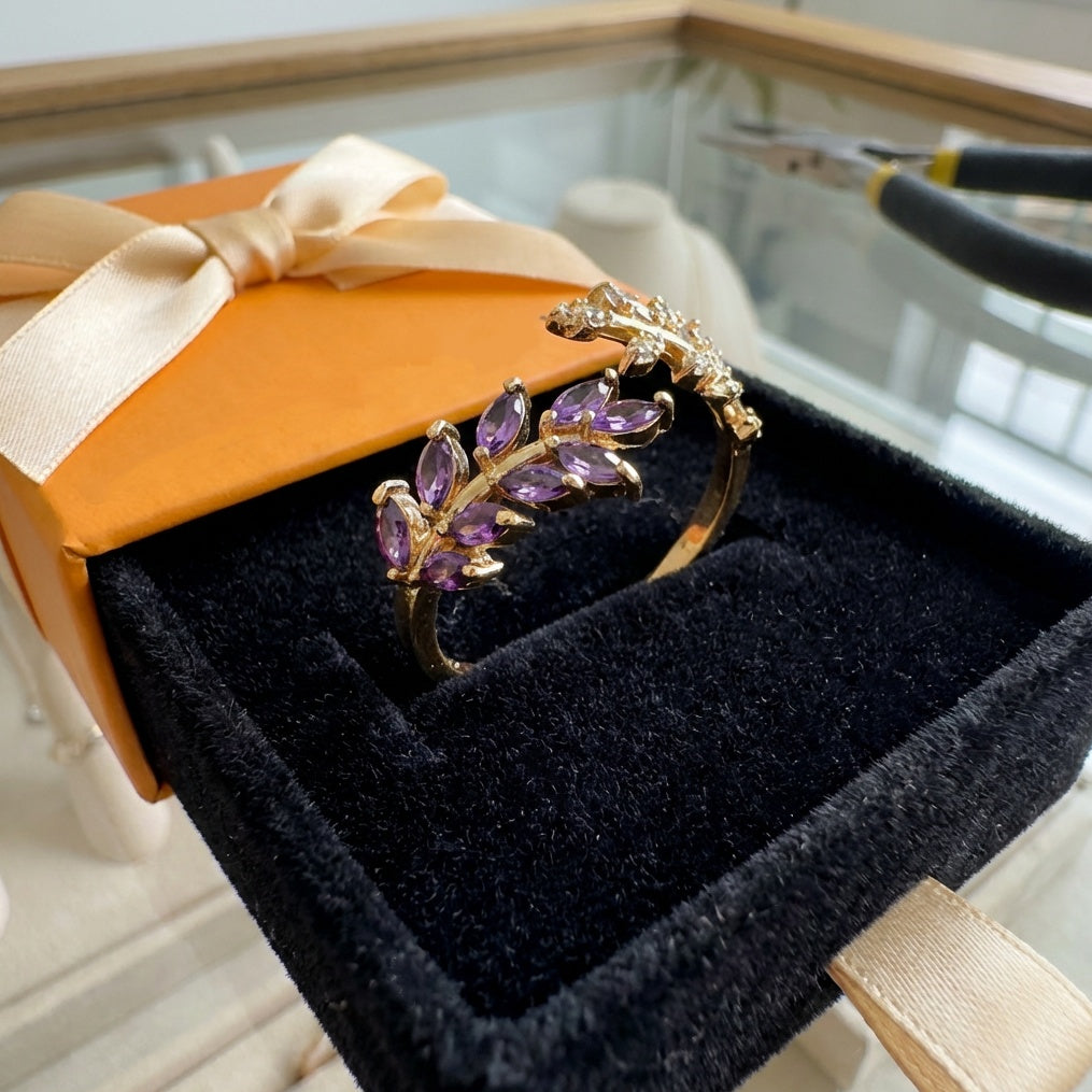 ZEVORA Vivara Lavielle Ring – Handmade Gold & Amethyst Jewelry