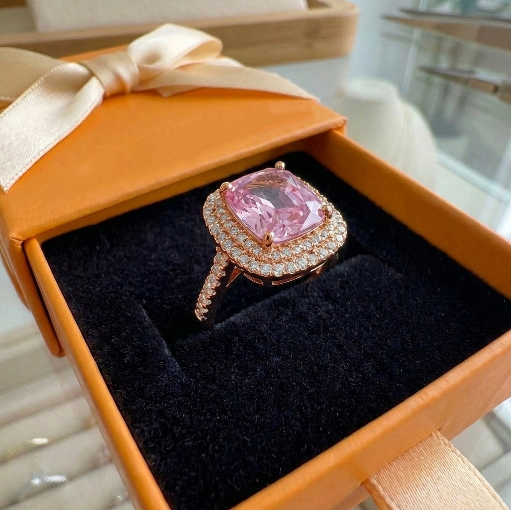 Cushion Pink Sapphire Ring | Rose Gold