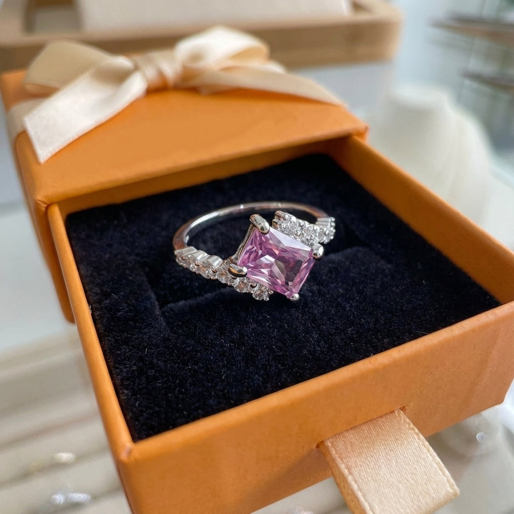 ZEVORA Pink Sapphire Vertex Ring – Handmade White Gold & Pink Sapphire Jewelry