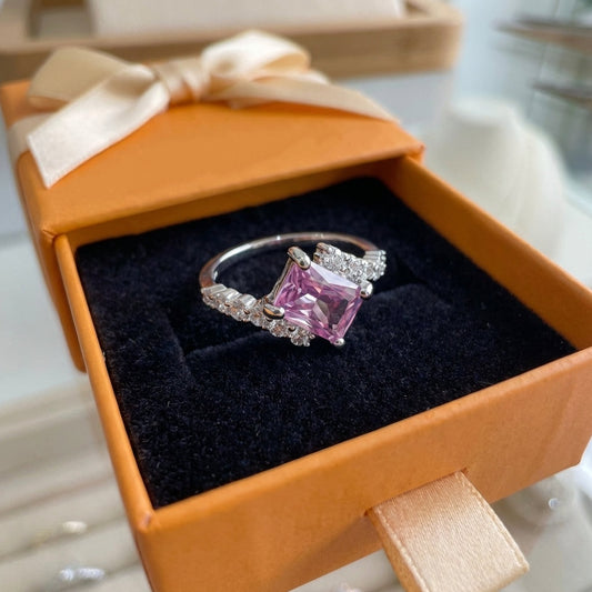 ZEVORA Pink Sapphire Vertex Ring – Handmade White Gold & Pink Sapphire Jewelry