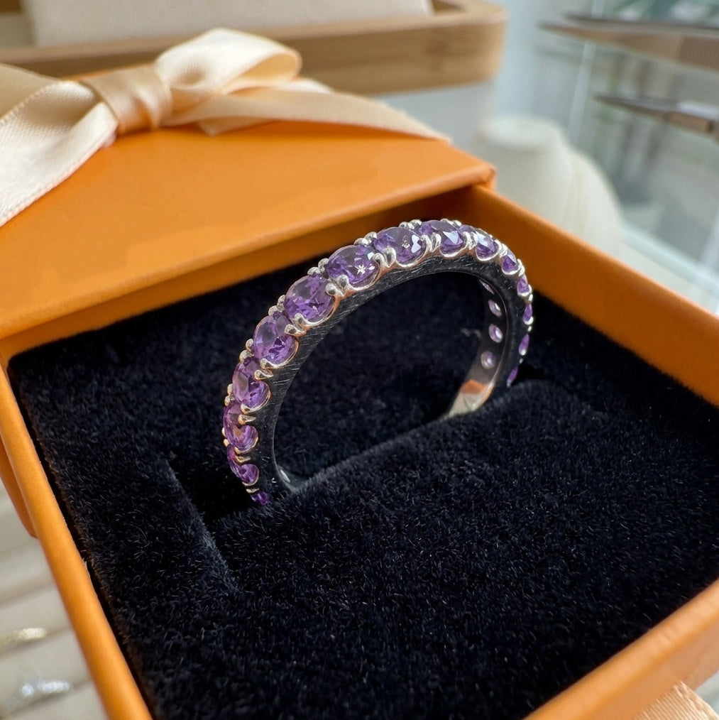 ZEVORA Soraya Amelune Ring – Handmade White Gold & Amethyst Jewelry
