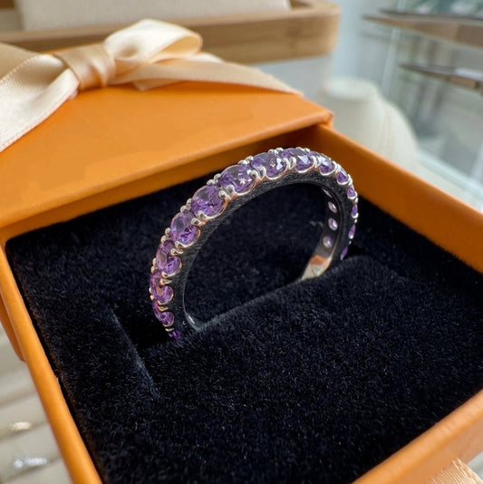 ZEVORA Soraya Amelune Ring – Handmade White Gold & Amethyst Jewelry