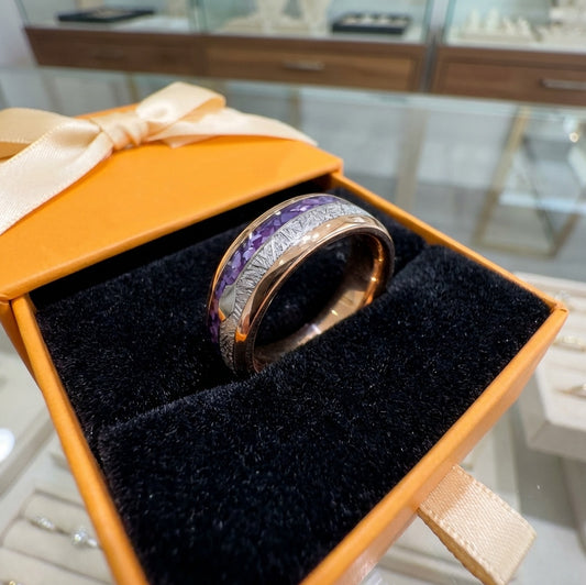 ZEVORA Amelys Harmony Ring – Handmade Rose Gold & Amethyst Jewelry