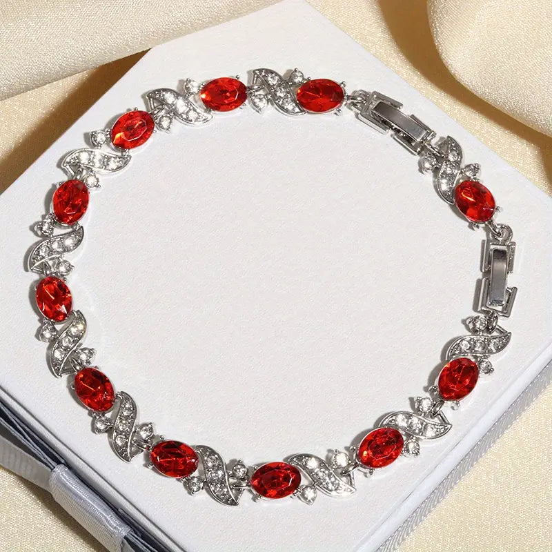 ZEVORA Giada Valrouge Bracelet – Handmade White Gold & Ruby Jewelry