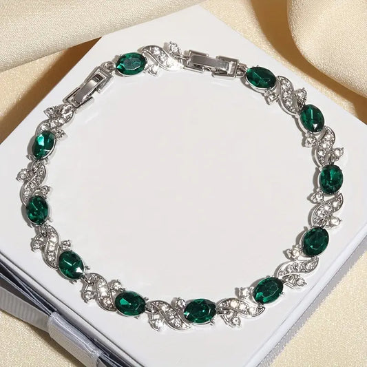 ZEVORA Giada Bellini Bracelet – Handmade White Gold & Emerald Jewelry