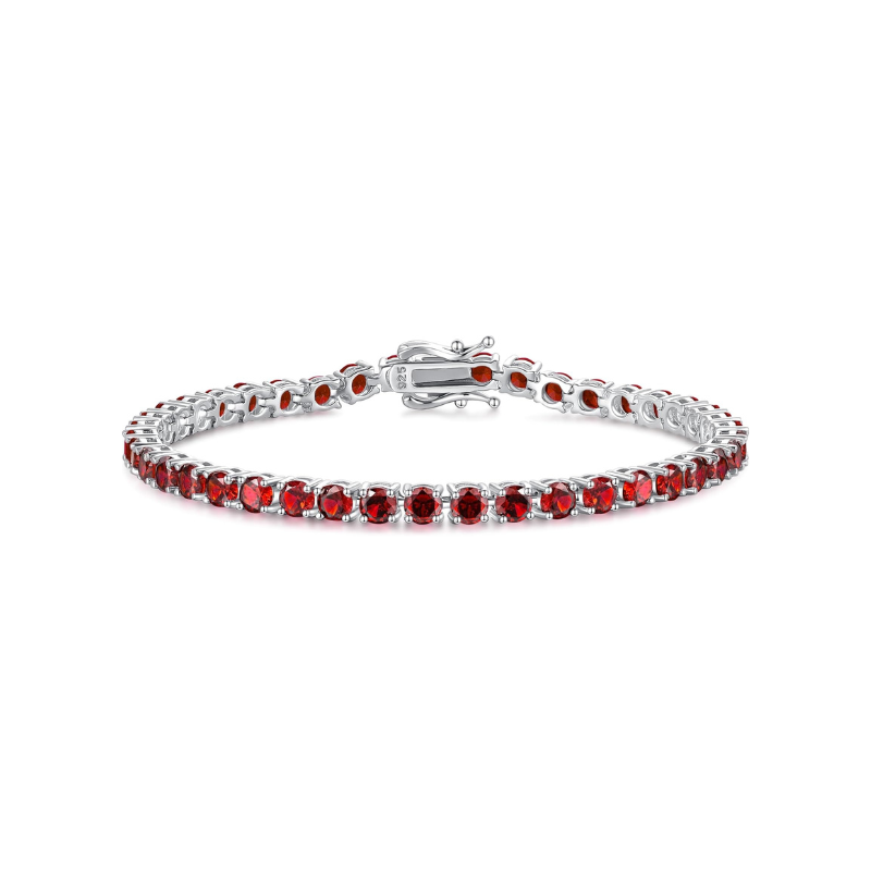 ZEVORA Ruby Tennis Bracelet – Handmade White Gold & Ruby Jewelry