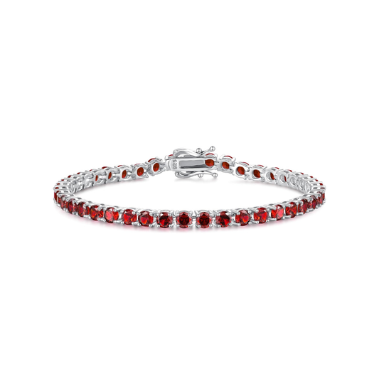 ZEVORA Ruby Tennis Bracelet – Handmade White Gold & Ruby Jewelry