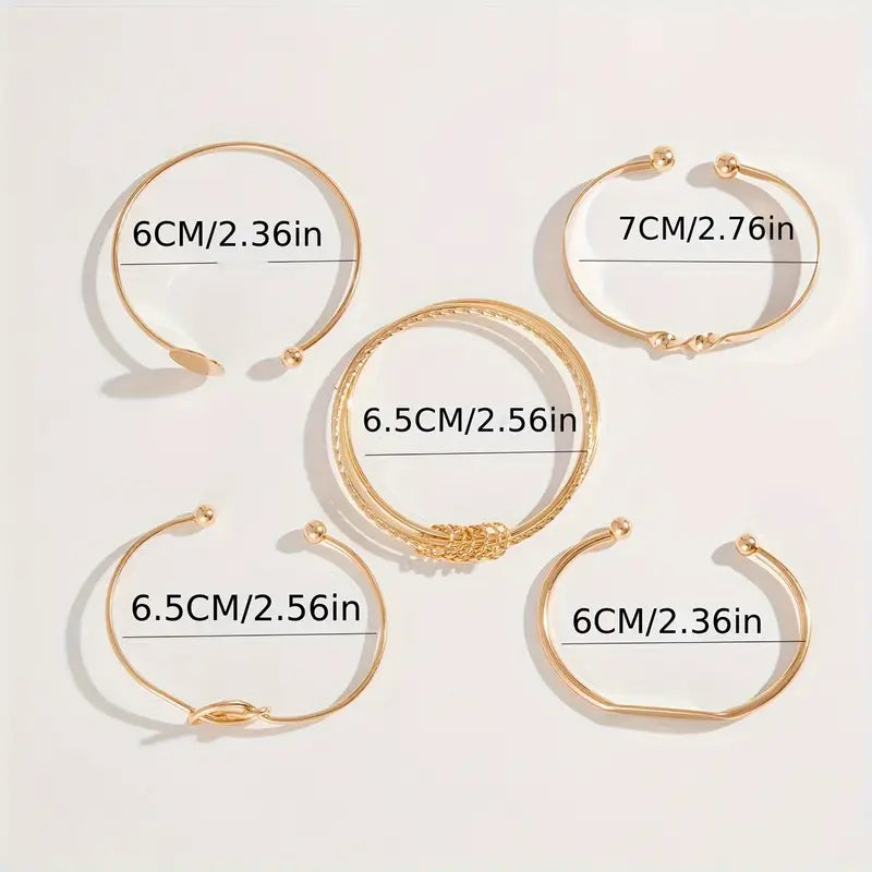 ZEVORA Knotted Elegance Bracelet Set – Handmade Gold Jewelry Set