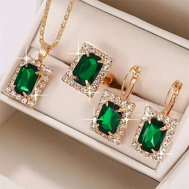 ZEVORA Sylvara Greenveil Jewelry Set | White Gold